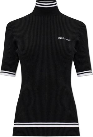 Off-white Truien & Vesten, Dames, Zwart, XS, Leer, Jurk met hoge hals