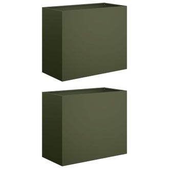 vidaXL Macetero De Jard&iacute;n 2 Uds. Verde Oliva 60 X 30 X 40 Cm Vidaxl