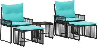 vidaXL Juego De Muebles De Exterior 11 Uds. Negro Y Turquesa Vidaxl