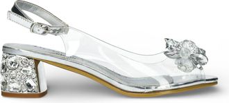 Laura Vita Womens Mily-22 Clear Silver Slip-On Cinderella Heel Sandals