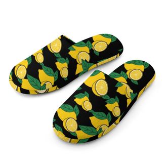 Generic Lemon Mens Cozy Memory Foam Slippers Warm Cotton House Shoes Comfy Slipper for Indoor Outdoor