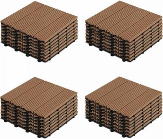 Oviala Set di 32 piastrelle in legno sintetico marrone ad incastro