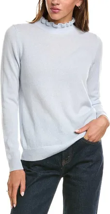 Sofiacashmere Ruffle Mock Neck 100% Cashmere Sweater