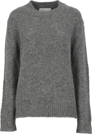 Jil Sander Oversized Grey Sweater With Ribbed Trim In Wool Woman
