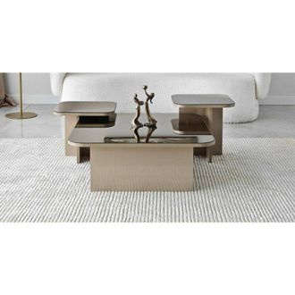 Dmora Mesa De Caf&eacute; Nashira, Mesa De Centro Baja, Revistero Para Sof&aacute;, Estante De La Sala De Estar, 80x80h40 Cm, Gris Topo Y Ahumado, Con Embalaje Reforzado 