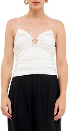 endless rose Ruched Keyhole Cutout Camisole in Ivory at Nordstrom Rack, Size X-Small