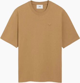 Ami Mens Ami Paris De Coeur Cotton T-shirt in Brown - Size: 36
