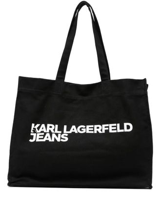 Karl Lagerfeld logo-print tote bag - women - Cotton/Recycled Cotton - OS - Black
