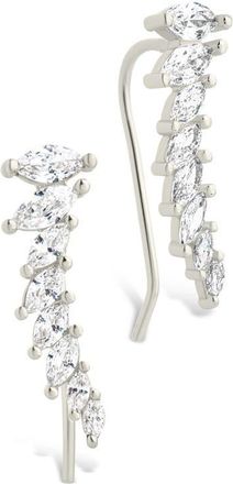Sterling Forever Skye Cubic Zirconia Threader Stud Earring in Silver at Nordstrom