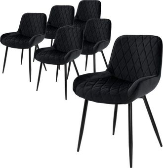 ML Design Ml-design - Set 6x Sillas De Comedor Negro Moderno 81 Cm Asiento Tapizado De Terciopelo Transpirable Y Suave Con Patas De Metal Sill&oacute;n Con Respaldo Er