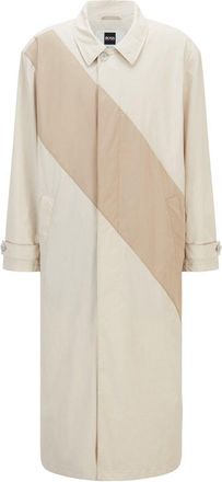 HUGO BOSS Mens Long Collared Neck Relaxed Fit Coat in Light Beige - Size 38 (Chest)