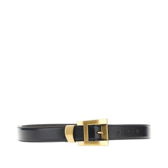Versace Leather belt with logo print Woman 80