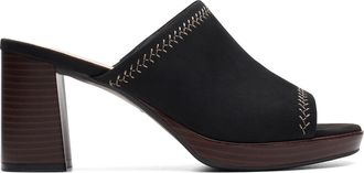 Clarks Womens Ambyrlyn Park Slide Sandal, Black Nubuck, 9.5 Wide