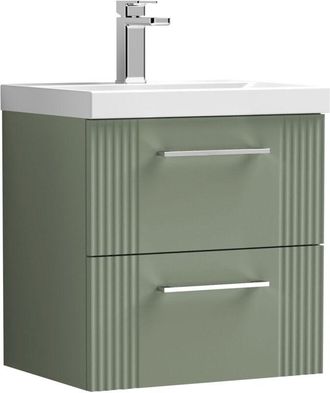 Nuie Nuie - Deco Wall Hung 2-Drawer Vanity Unit with Basin-1 500mm Wide - Satin Green
