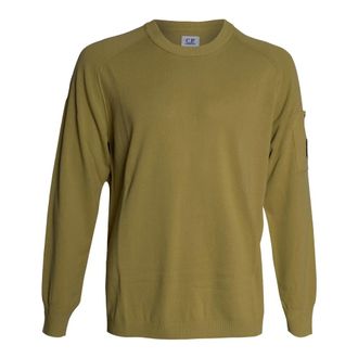 C.P. Company Round-neck Knitwear, male, Yellow, Size: XL Cotton Crepe Crewneck Sweater