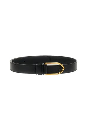 Jacquemus Smooth Leather Slim Belt with Gold-tone Buckle and Embossed Logo