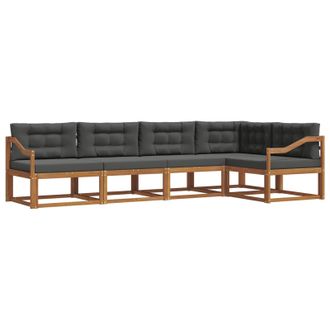 vidaXL Conjunto De Sof&aacute;s De Exterior 5 Pcs Natural Y Antracita Vidaxl