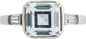 Sterling Forever Silver Cz Asscher Baguette Ring