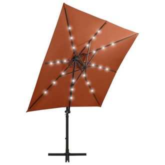 Berkfield Home Durable Cantilever Umbrella with Pole & LED Lights Terracotta 250 cm