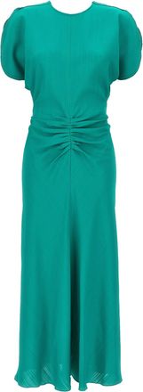 Victoria Beckham Gathered Waist Midi Dresses Green