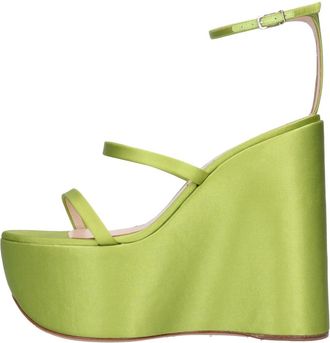 Casadei Satijnen en Plexi Sleehak Sandalen - Dames - Sleehakken - Groen - 37 EU - Satijn - Schoenen