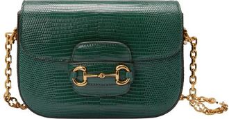 Gucci Emerald Green Horsebit 1955 Lizard Mini Bag