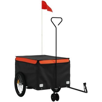 vidaXL Remolque Para Bicicleta Hierro Negro Y Naranja 45 Kg Vidaxl