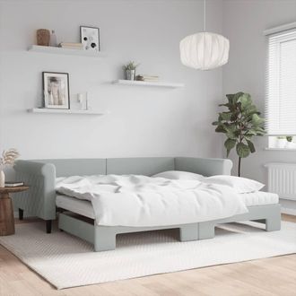 vidaXL Vidaxl - Sof&aacute; Cama Nido Con Colch&oacute;n Terciopelo Gris Claro 100x200 Cm