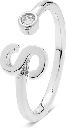 Luxenter 925 Sterling Zilveren Ring met Rhodium Plated Briljant Zirkonia - Alfabet