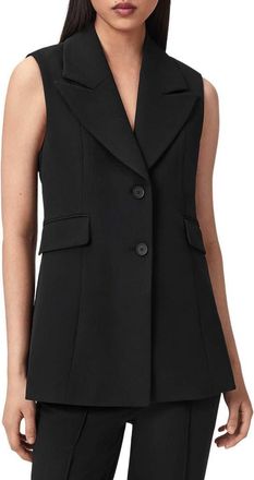 AllSaints Astra Longline Waistcoat in Black at Nordstrom, Size 10 Us