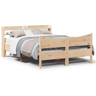 Berkfield Home Bed Frame with Headboard 150x200 cm King Size Solid Wood Pine in Brown