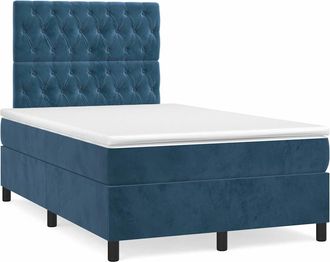 vidaXL Cama Box Spring Con Colch&oacute;n Terciopelo Azul Oscuro 120x190 Cm Vidaxl