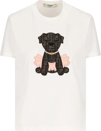 Fendi Fendi Itina Dog-appliqu&eacute; T-shirt
