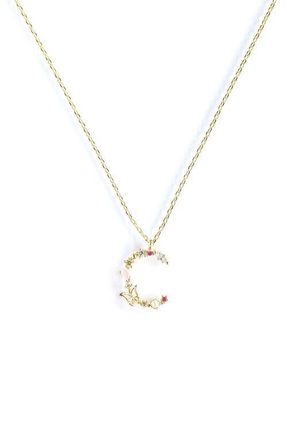 Girls Crew Flutterfly Initial Necklace in Gold at Nordstrom
