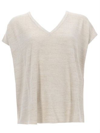 Fabiana Filippi V-Neck Cotton-Blend Knit Top