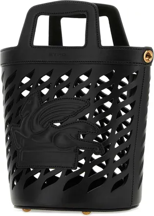 Etro Womens Black Leather Coffa Bucket Bag 1 Borse A Secchiello