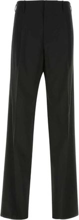 Versace Stretch wollen zwarte broek - Heren - Straight fit broeken - Zwart - L - Wol - Broeken