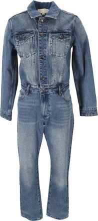 Michael Kors Michael Michael Kors Long Sleeve Denim Jumpsuit in Blue Cotton