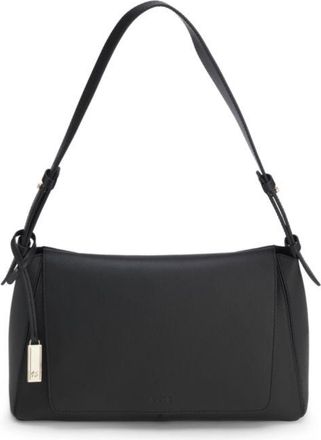 BOSS Shoulder bag in grained leather with logo plaque