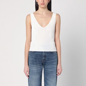 Golden Goose Ribbed Ivory Tank Top