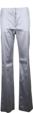 Sportmax Pearl Grey Stretch Acetate-Blend Flared Pants