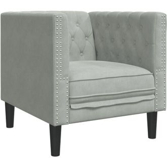 vidaXL Sill&oacute;n Chesterfield De Terciopelo Gris Claro Vidaxl