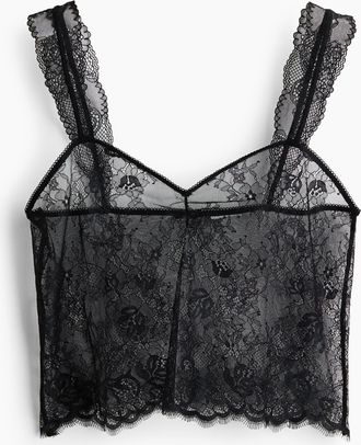H&M Kurzes Spitzentop - Schwarz