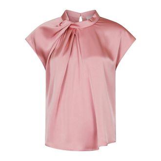 Neo Noir Overhemden, Dames, Roze, L, Satijn, Fleur Drapy Satin Blouse