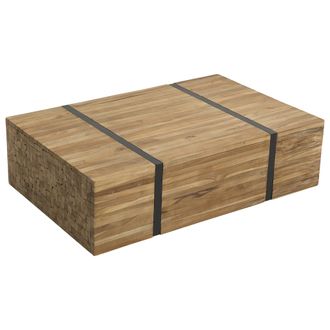 Beliani Beliani - Mesa De Centro De Madera Maciza De Teca Con Ruedas Rectangular Industrial R&uacute;stica Gander