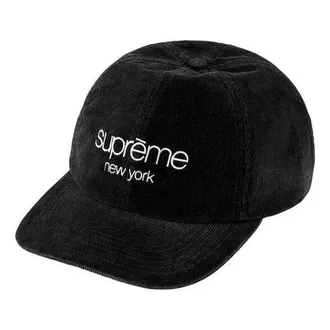 SUPREME GORE-TEX Corduroy Classic Logo 6-Panel Black White SUP-FW21-087