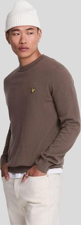 Lyle & Scott Katoenen Merino Trui met Ronde Hals, Bruin