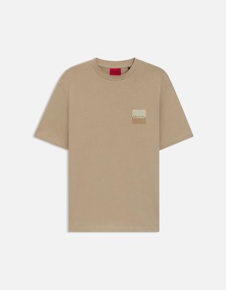HUGO BOSS Mens Dusplito Split Logo T-Shirt - Cream - Size: 34