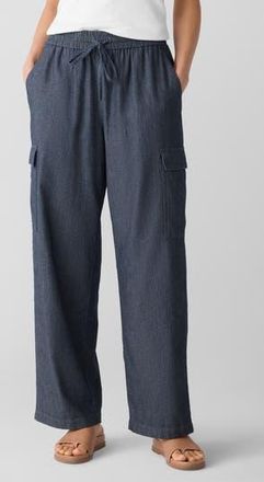 Eileen Fisher Straight Leg Organic Cotton Cargo Pants in Denim at Nordstrom Rack, Size Small