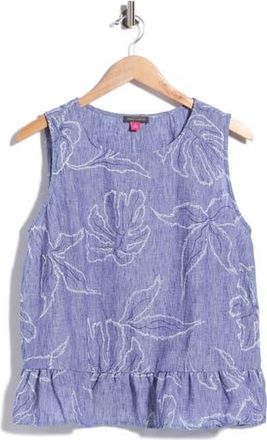 Vince Camuto Embroidered Sleeveless Peplum Top in Base Blue at Nordstrom Rack, Size 1 X